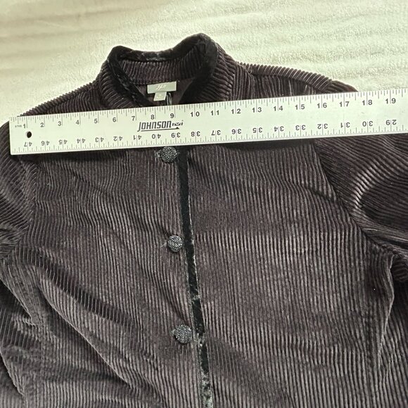 J.Jill Top Womens Medium Black Velour Corduroy Button Front Pockets Career Tunic - Picture 5 of 8